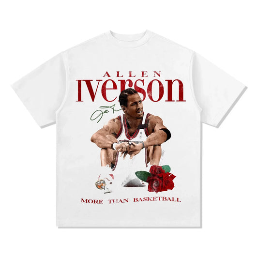 Allen Iverson Printed Short Sleeve Answer American Basketball Fan Cotton T-shirt Summer Casual Vintage Short Sleeve Top