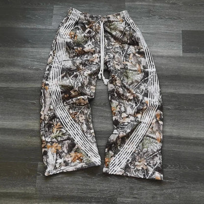 Stripped Baggy Sweatpants -Green/Red-