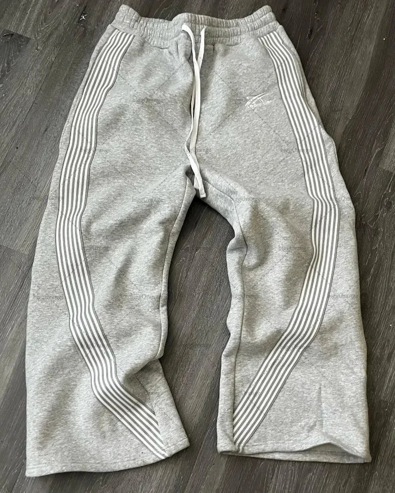 Stripped Baggy Sweatpants -Green/Red-
