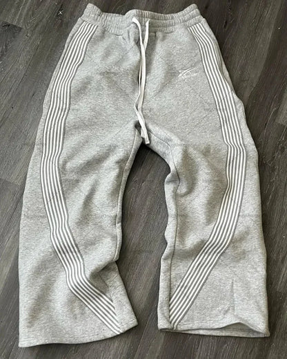 Stripped Baggy Sweatpants -Green/Red-