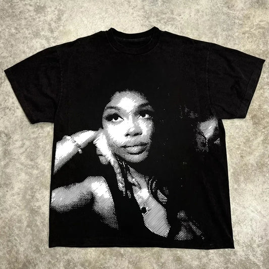 Graphic T-shirt Men Women Vintage Top Hip Hop Streetwear Oversized Tshirt Short Sleeve Casual Clothing Summer Fashion Trendy Tee