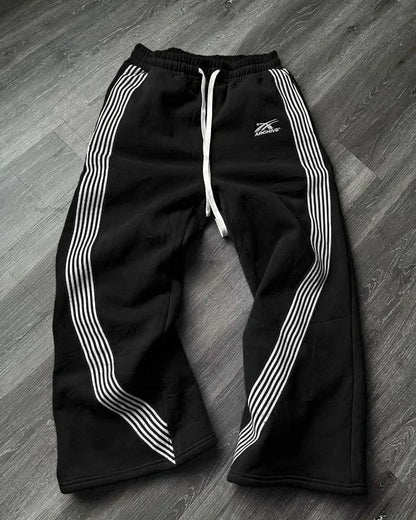 Stripped Baggy Sweatpants -Green/Red-
