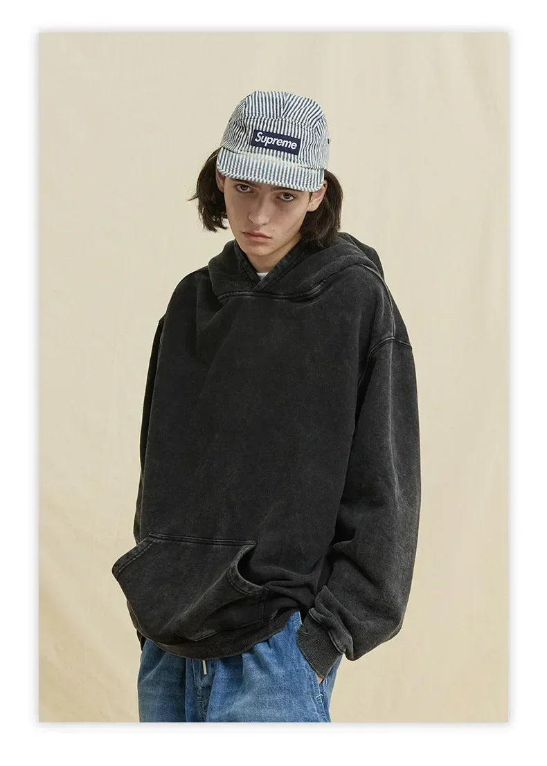 Goth Print Acid Washed Hoodie