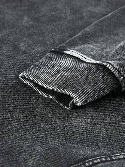 Goth Print Acid Washed Hoodie