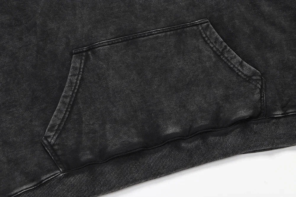 Goth Print Acid Washed Hoodie