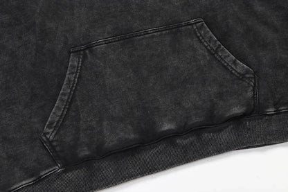 Goth Print Acid Washed Hoodie