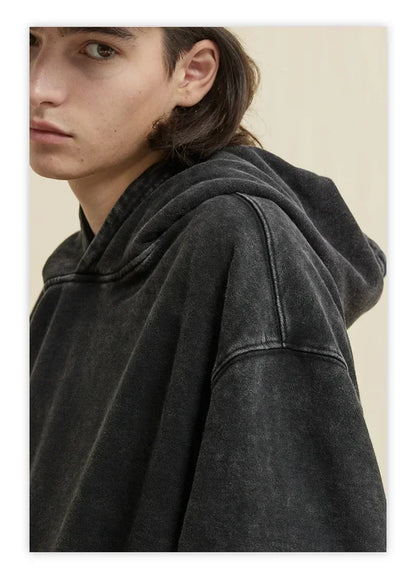 Goth Print Acid Washed Hoodie