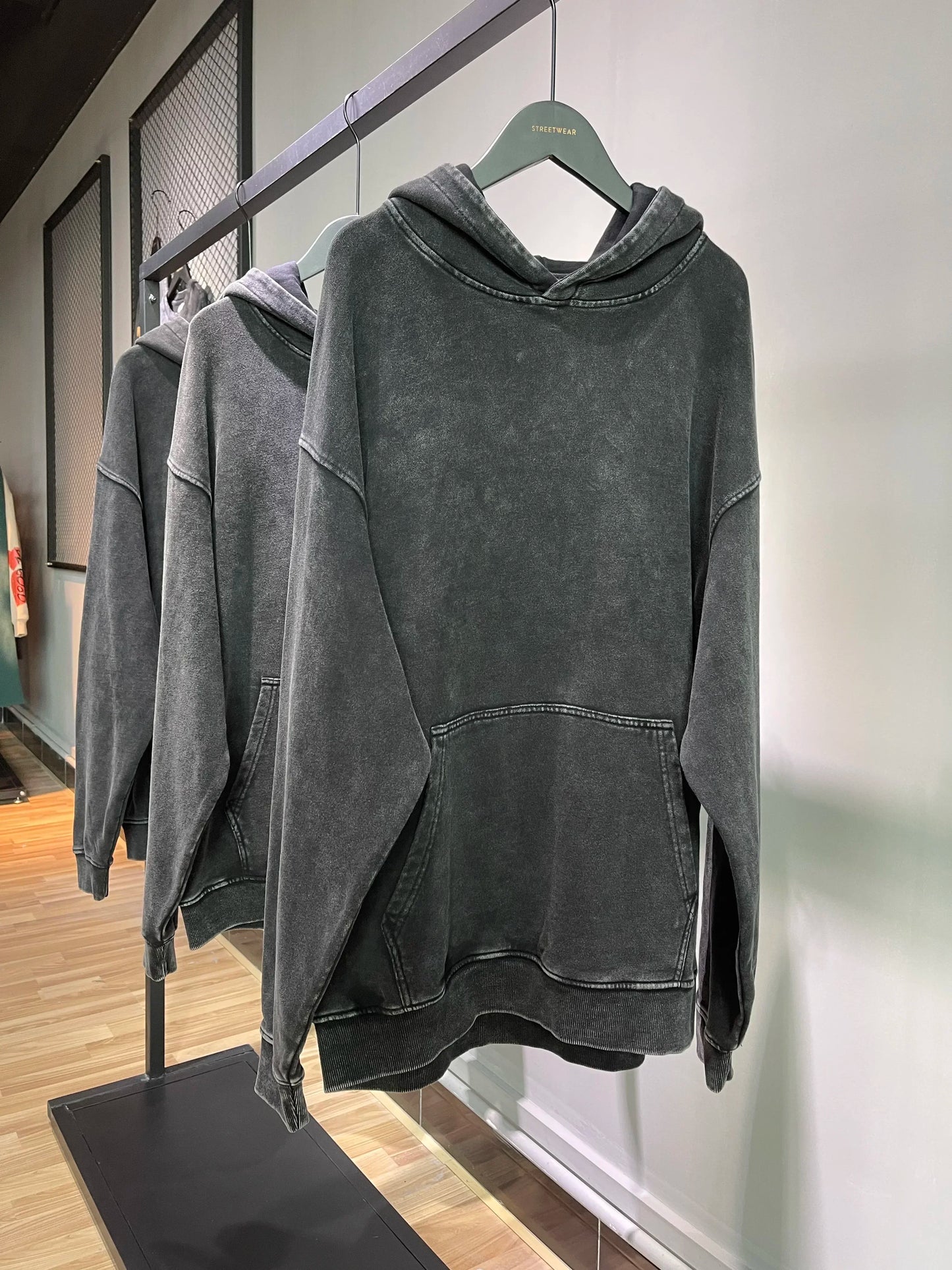 Goth Print Acid Washed Hoodie