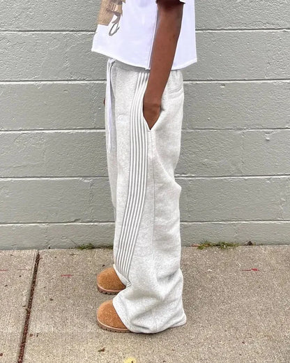 Striped Baggy Sweat Pants